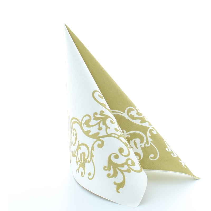 Fancy Serviettes, Gold-White Table Decoration, Wedding Decoration, Folded Serviettes, Pack