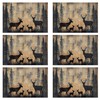 Rustic Deer Forest Table Placemats Set of 6, Linen Placemats