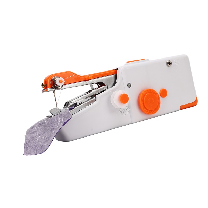 Handheld Sewing Machine Orange Portable Mini DIY Ergonomic Handle Electric
