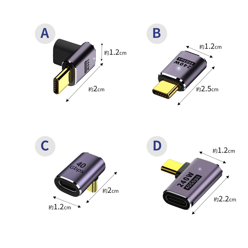 Reliable Japanese Corporation USB-C Male to Female Converter Adapter, USB4,