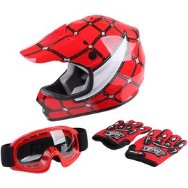 TCT-MT DOT Youth Kids ATV Motocross Offroad Street Helmet Full Face Motorcycle Off-Road ATV Dirt Bike Motocross Helmet+Gloves+Goggles