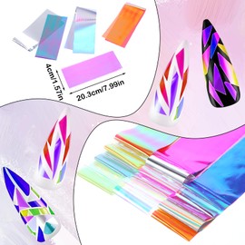 100pcs Colorful Dichroic Film Nail Art Glass Paper Holographic Stickers DIY Mirror Foils Nail Art Stickers Transfer Foil for Women