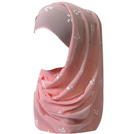 Lina & Lily Floral Puff Print Chiffon Hijab Scarf (Peach)