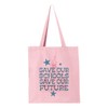 TeesAndTankYou Save Our Schools, Save Our Future Canvas Tote Bag Reusable Grocery Bag for Shopping and Travel (Pink)
