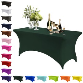 Mienocol Dark Green Spandex Tablecloths,6FT Stretchable Rectangle Table Cover Washable Tablecloth Universal Patio Elastic TableCover for Kitchen,Event, Wedding, Cocktail Bar Exhibition,Banquet,Party