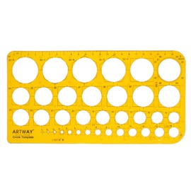 Artway Circle Template - Shatter Proof - 36 Metric Circles and a 22cm Ruler