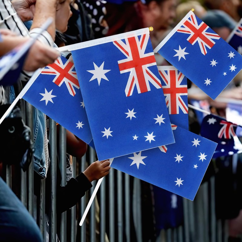 Fiohiros 15 Pcs 5.5x8.3 in Australia Hand Waving Flag, Australia