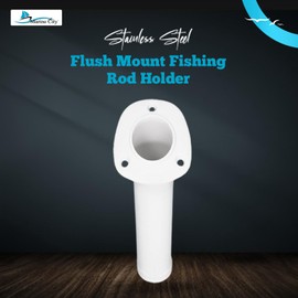 MARINE CITY 30 Degree White Injection Formed Polypropylene Flush Mount Fishing Rod Holder 9-1/2 Inches for Boats – Kayaks – Yachts (Pack of 2)