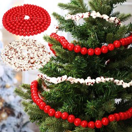Jutom 18 ft Popcorn Cranberry Christmas Garland Resin Christmas Tree Popcorn and Cranberry Garland Realistic Popcorn Decorations Artificial Faux Cranberries String for Xmas Holiday Party