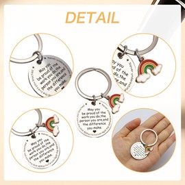 Thank You Leaving Teacher Gift - 6 Pack Thankyou Teacher Appreciation Leavers Presents Ideas Cards Envelopes Stainless Inspirational Keychain for Thanksgiving Graduation (Multicolor) (Rainbow)