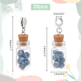 PH PandaHall 20pcs Mini Glass Bottle Pendants, Electroplated Glass Beads Filling Pendants European Dangle Charms Wishing Bottle with Cork Stopper for Necklace Earring Keychain Jewelry Making