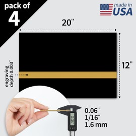 Trotec TroLase | 12"x20"x1/16", 4 Pcs | Black/Gold | 2 Ply | Modified Acrylic | Laser Engraving Double Color Plastic Sheet | Engraving Blanks for Laser, Saw, Guillotine | Made in USA