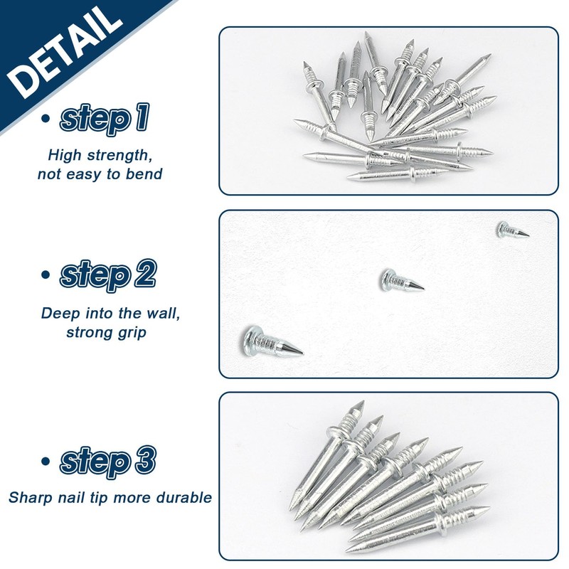 Seamless Nail with Double-Headed Base Thread, Pack of 500 Nails,