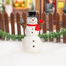 FG Square Snowman & Bird Accessories Figurines | Christmas Village House Collection for Christmas Decorations and Gift