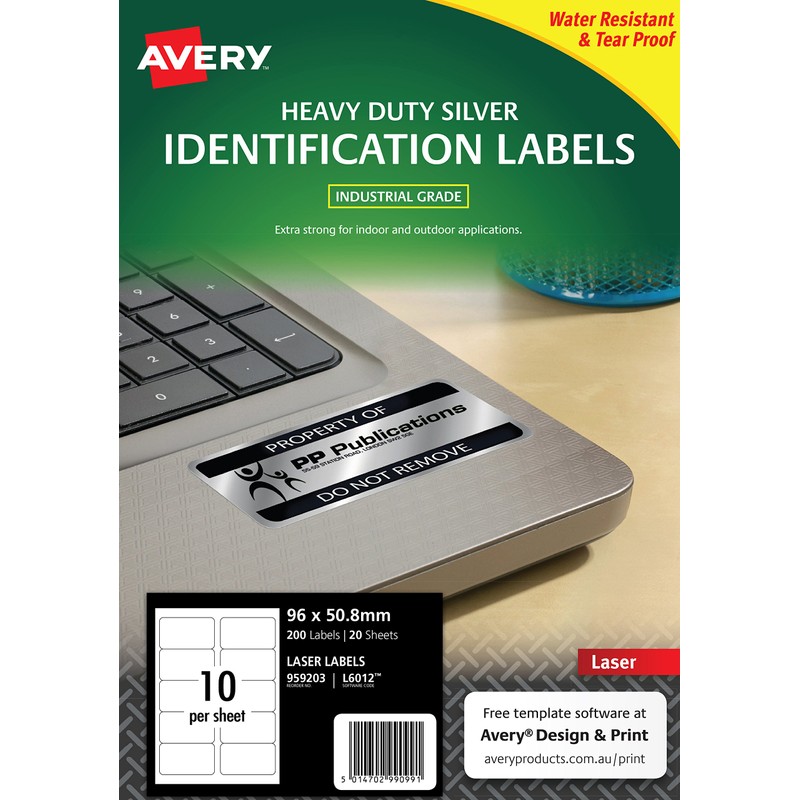 Avery L6012-20 Heavy Duty Weatherproof Labels (A4 Sheets of 96
