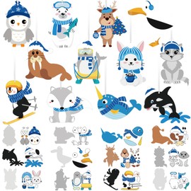 Dunzoom 48 Packs Polar Animal Craft Kit Make Your Own Winter Polar Animal Set DIY Self Adhesive Polar Animal Stickers Xmas Art Ornament for Winter Holiday Christmas Party Favor Activity Decorations