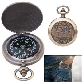 Pocket Watch Style Compass Small Compass Magnetic Compass for Travel Climbing Camping Hiking Cycling Outdoor