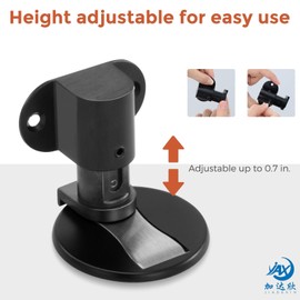 JIADAXIN Invisible Magnetic Door Stopper, Adjustable & Floor Standing Door Stopper, No-Drill Easy Installation, Protects Wall from Damage,(Black) 2-Pack