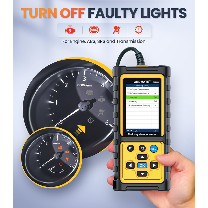 OBDMATE OBD2 escáner con transmisión ABS SRS, restablecimiento de las