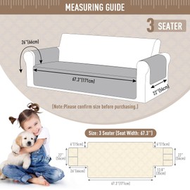 TAOCOCO Waterproof Couch Covers for Pets Dogs with Non Slip Backing, Sofa Seat Covers with Side Pocket for 3 Cushion Couch Washable Dog Couch Cover Protector Sofa Slipcovers(Sofa, Charcoal Gray)