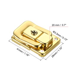 PATIKIL Suitcase Lock Hasp 1.6" x 1.10",1Pcs Iron Toggle Catch Lock with Keys/Screws Latch Clasp for Jewelry Box Wooden Case Toolbox, Gold