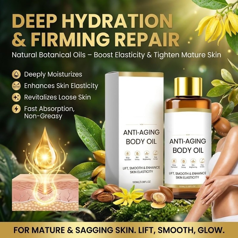 Aceite Corporal Antiedad Coreano con Ingredientes Botánicos, 100ml No Graso