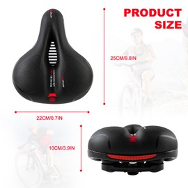 OSIGEI Bicycle Saddle, Gel Bicycle Seat, Wide, Soft, Comfortable, Breathable, Shock-Absorbing, Ergonomic Bicycle Saddle with Waterproof Cover (Red)