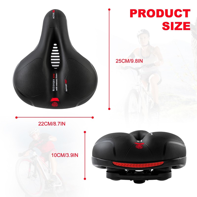 OSIGEI Bicycle Saddle, Gel Bicycle Seat, Wide, Soft, Comfortable, Breathable,