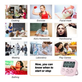 Kitchen Timer, 2 Pack Digital Kitchen Timers [ 2020 Version ] Magnetic Countdown Timer with Loud Alarm, Big Digits, Back Stand for Cooking, Classroom, Bathroom, Teachers, Kids - AAA Battery Included