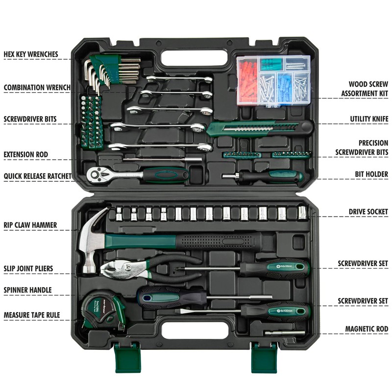 CARTMAN 180 Piece Socket Wrench Auto Repair Tool Combination Package