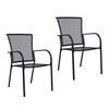 Patio Dining Chairs Set of 2, Black Stackable Outdoor Dining