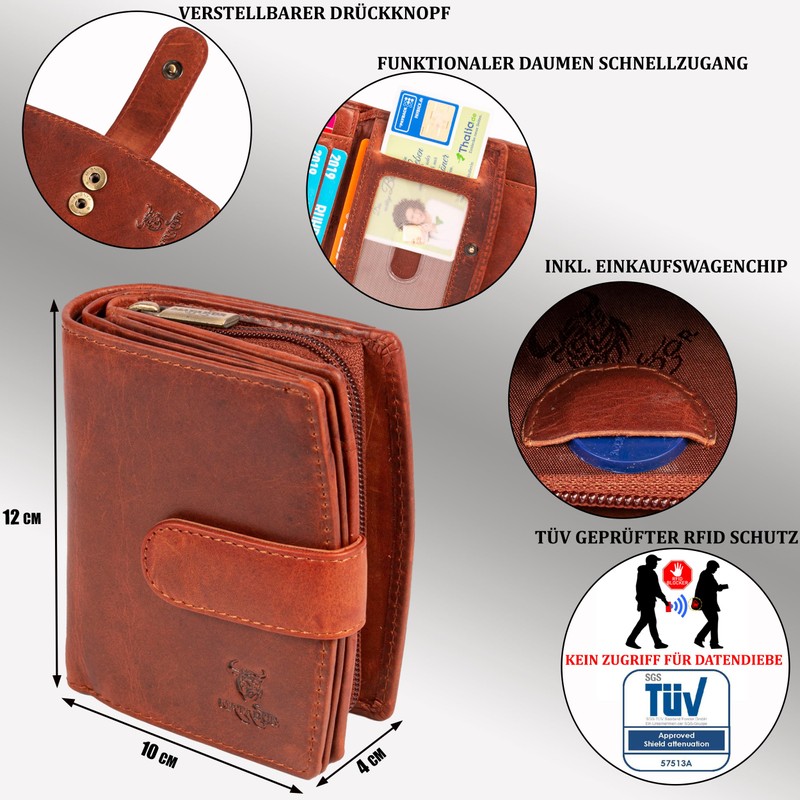 MATADOR Real Leather Women’s Wallet, 3622, RFID Protection, Numerous Card