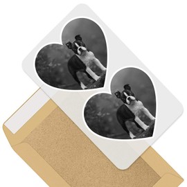 Awesome 2 x Heart Stickers 10 cm - BW - Boston Terrier Puppy Dog Fun Fun Decals for Laptops,Tablets,Luggage,Scrap Booking,Fridges #38652
