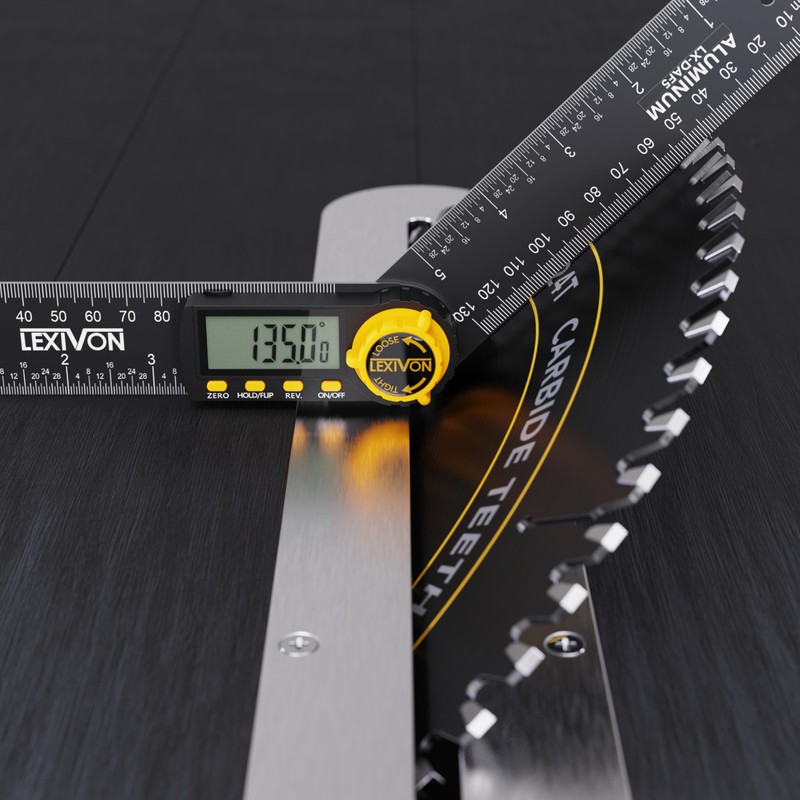 LEXIVON Aluminum Digital Angle Finder Gauge, 5-inch/130mm Multi-Purpose Protractor, Includes