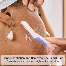 THURLADY Dermaplane Razor, Face Razors for Women, Dermaplaning Tool, 1 Reusable Handle with 19 Microblades for Face, Gentle Exfoliation & Facial Peach Fuzz Removal for Smoother Skin, Aegean Frost