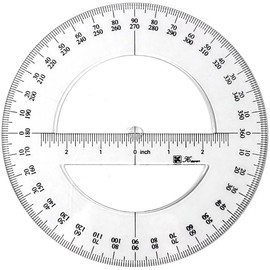 1Pc 360 Degree Protractor Round Ruler Gauge Angular Drafting Tools Circle Protractor for School Education Office Classroom 6 Inch, Protractors, Math Geometry Set