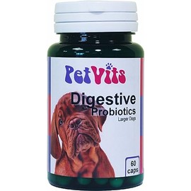 PetVits Digestive Probiotics for Large Dogs : Digestive Health Pet Supplement : 60 Capsules, in a 99% recycled pot