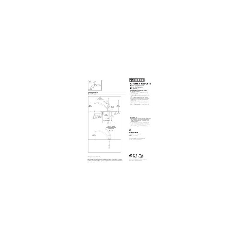 Delta Foundations Chrome Kitchen Faucet, Contemporary 3 Hole Kitchen Sink