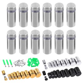Swpeet 12 Sets 1/2" x 1-1/5" Silver Stainless Steel Standoff Screws, Wall Standoff Mounts Glass Acrylic Nail with Screws and Wall Anchors, Mounting Glass Hardware for Hanging Picture Frame