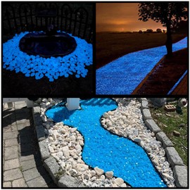 NAMTSO Glow in The Dark Rocks Outdoor, 500 pcs Blue Solar Rocks for Landscaping, Outdoor Decor Glow in The Dark Stones, Glowing Pebbles for Garden Backyard Patio Lawn Path, Powered by Sunlight