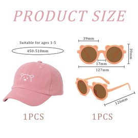 1 Piece Bear Hat And 1 Piece Children'S Sunglasses, Children'S Sun Hat, Adjustable Baseball Cap, Cute Pattern Hat, Children'S Baseball Cap.