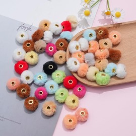 100pcs 0.79in 17 Colors Mixed Super Soft Fluffy Faux Fur Pom Poms Beads for DIY Jewelry Making and Handicrafts Accessories (Random Color Mix)