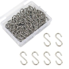 YFFSFDC 100 Pack S Shaped Hooks Mini Hooks Stainless Steel Hanging S Shaped Hooks Rustproof Durable 1.4cm Silver