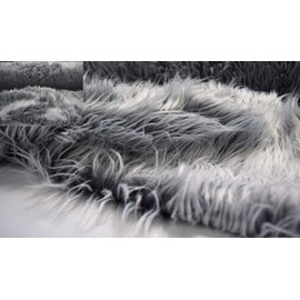 StoffBook Longhair Flokati Fur DIY Photo Shooting Carnival Clothing (White/Grey, 50 x 155 cm)
