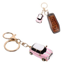 Yuanchu Mini Car Key Fob, Metal Car Model Keyring with Key Ring, Car Gift, Car Key Pendant, Car Keychain for Motorcycle, Bicycle, Car, Handbag, Backpack, pink