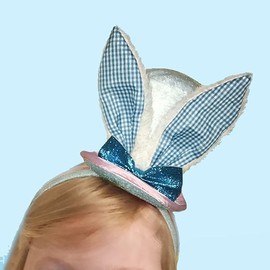 Fun Machine Easter Dress Up Bonnet - Top Hat Headband & Bunny Ears - Blue