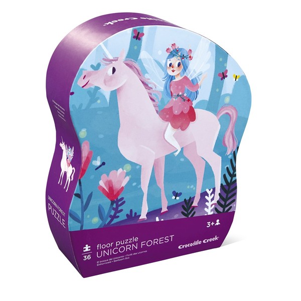 Crocodile Creek - Unicorn Forest - 36 Piece Jigsaw Floor Puzzle with Heavy-Duty Box for Storage, Large 20" x 27" Completed Size, Designed for Kids Ages 3 Years and up
