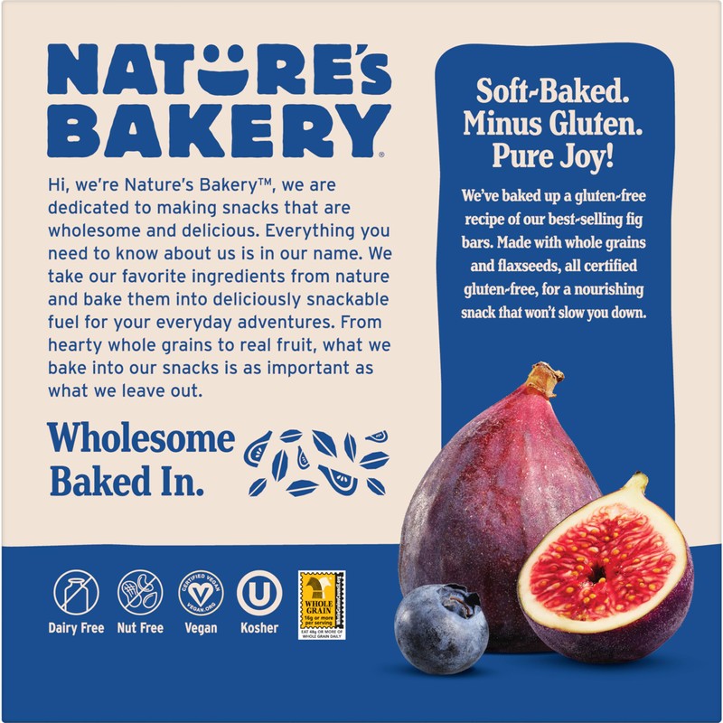 Nature’s Bakery Gluten Free Fig Bars, Blueberry, Real Fruit, Vegan,