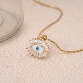 TANTIUE Evil Eye Necklace for Women 14K Gold Plated Necklace, Turkish Protection Symbol Pendant Jewelry Gift, Hypoallergenic Adjustable Chain 18-20 Inch-7