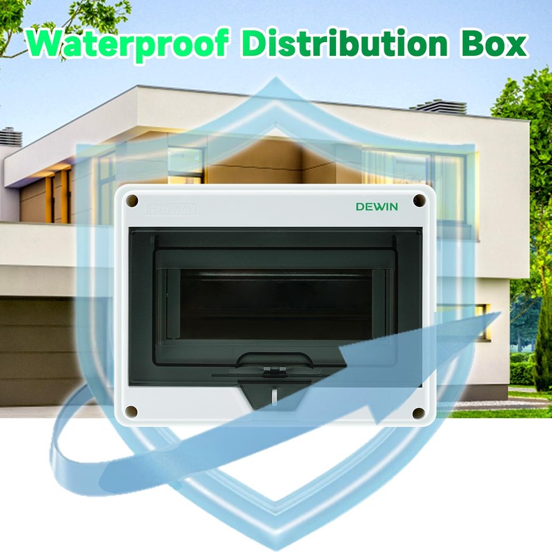 DEWIN Surface-Mounted Distribution Box, IP65 Waterproof, Outdoor Fuse Box, Surface-Mounted,